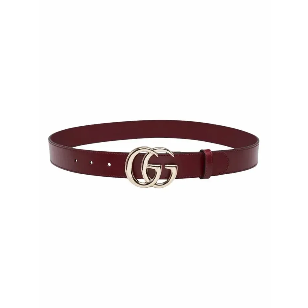 Gucci GG Marmont Belt Red Leather Gold Buckle Women Size 95/38